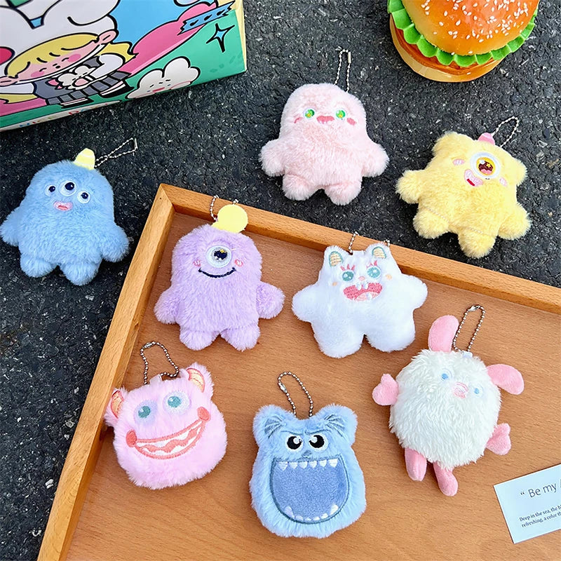 VELORA Kawaii Fuzzy Plush Little Monster Keychain