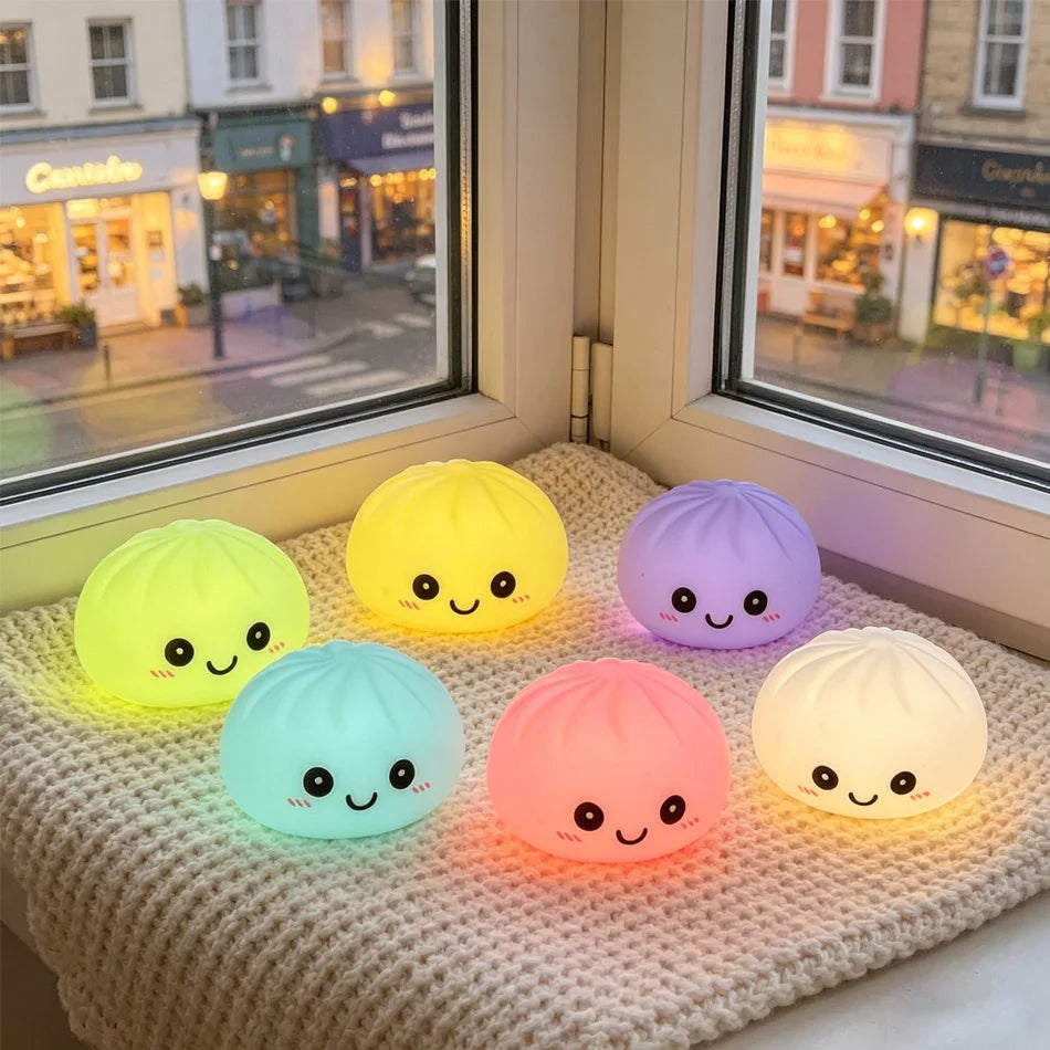 VELORA Dumpling Squishies LED Bun: Glowing Squeeze Toy