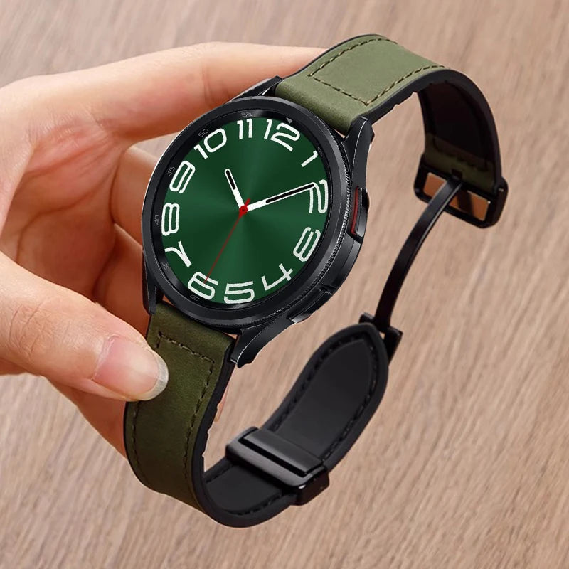 VELORA Hybrid Leather – Magnetic Silicone Samsung Watch Band