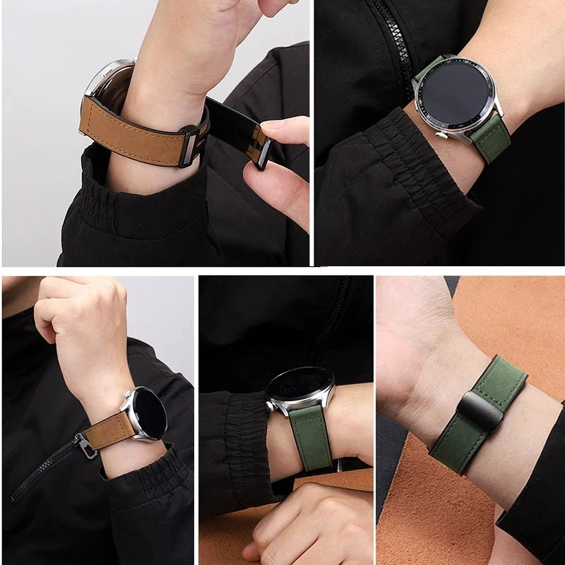 VELORA Hybrid Leather – Magnetic Silicone Samsung Watch Band