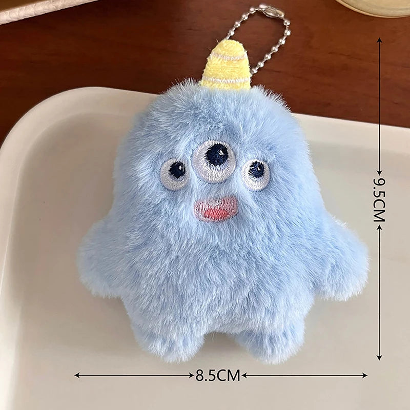 VELORA Kawaii Fuzzy Plush Little Monster Keychain