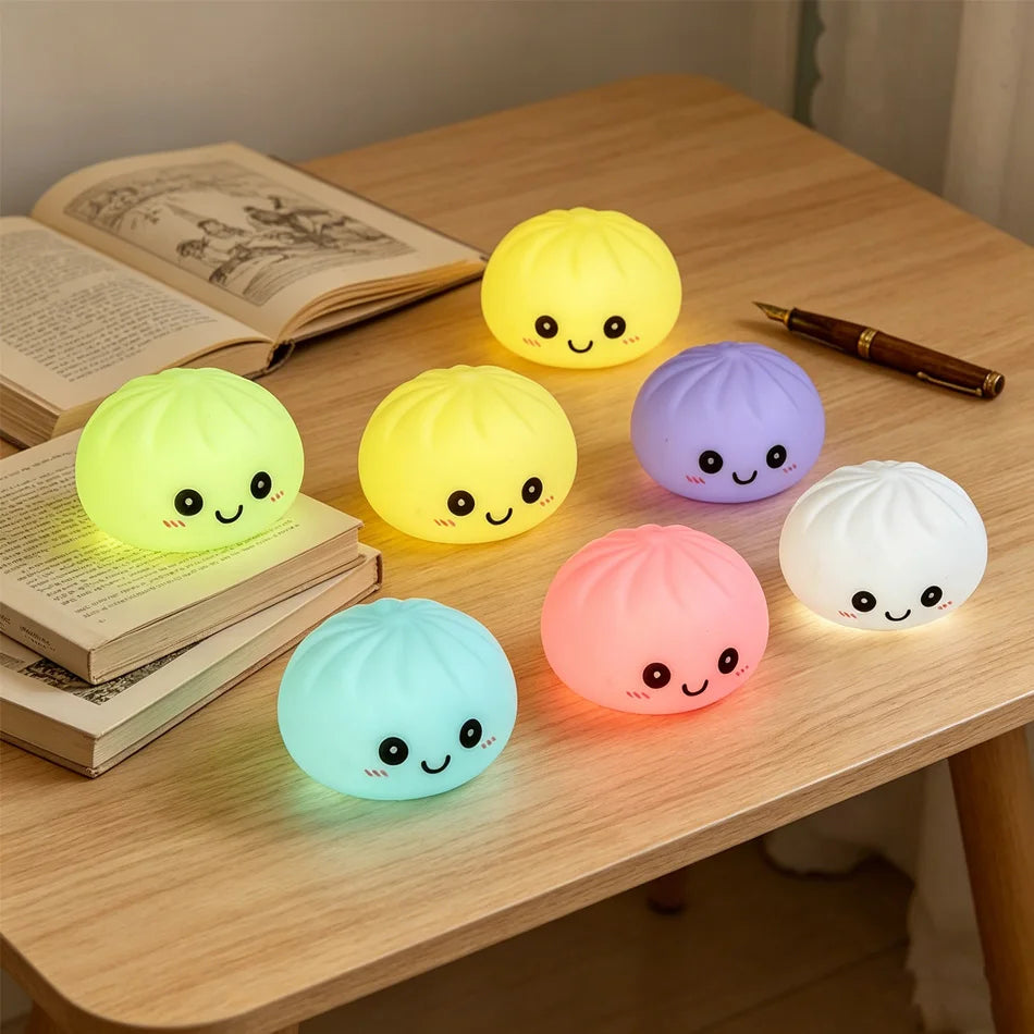 VELORA Dumpling Squishies LED Bun: Glowing Squeeze Toy