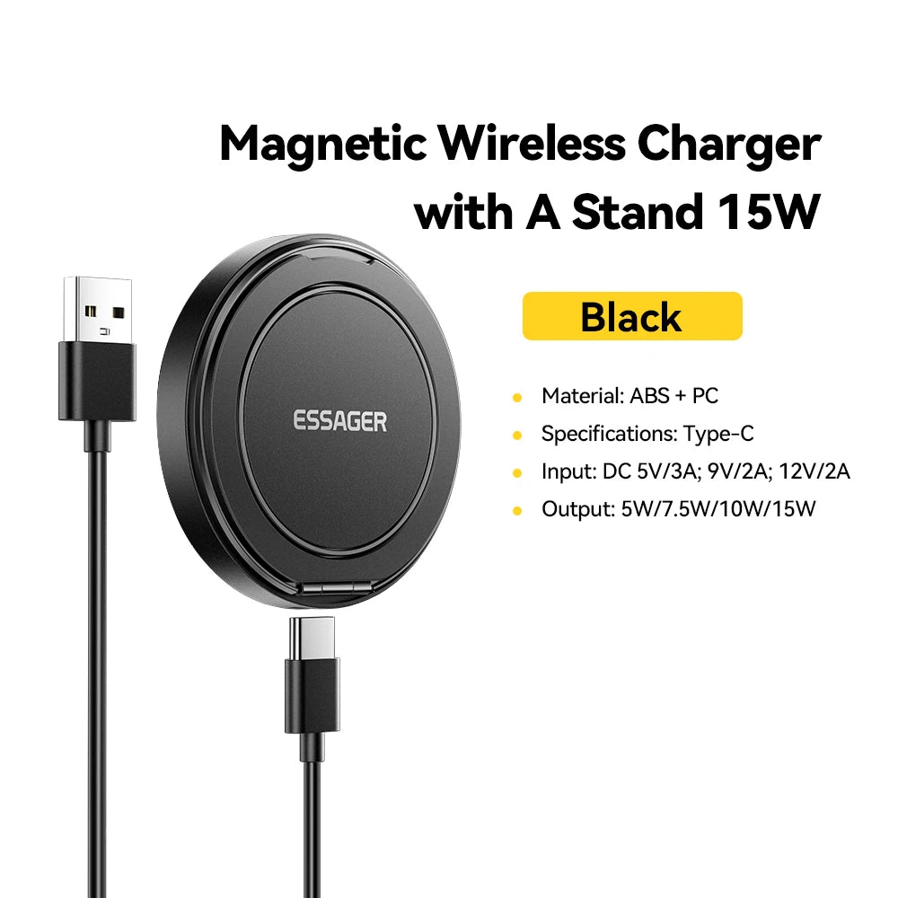 VELORA MagGlow – 15W Fast Magnetic Wireless Charger & Stand