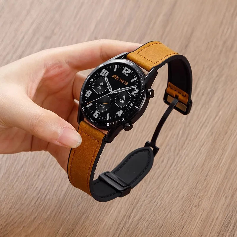 VELORA Hybrid Leather – Magnetic Silicone Samsung Watch Band