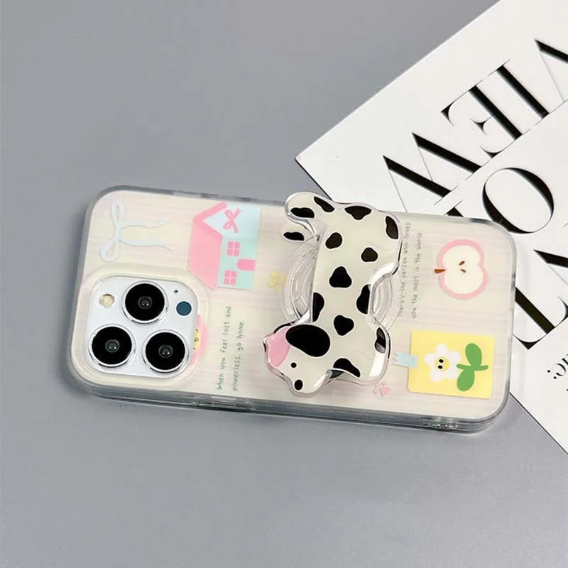 VELORA Playful Pup – Striped Puppy Case with Matching Phone Holder