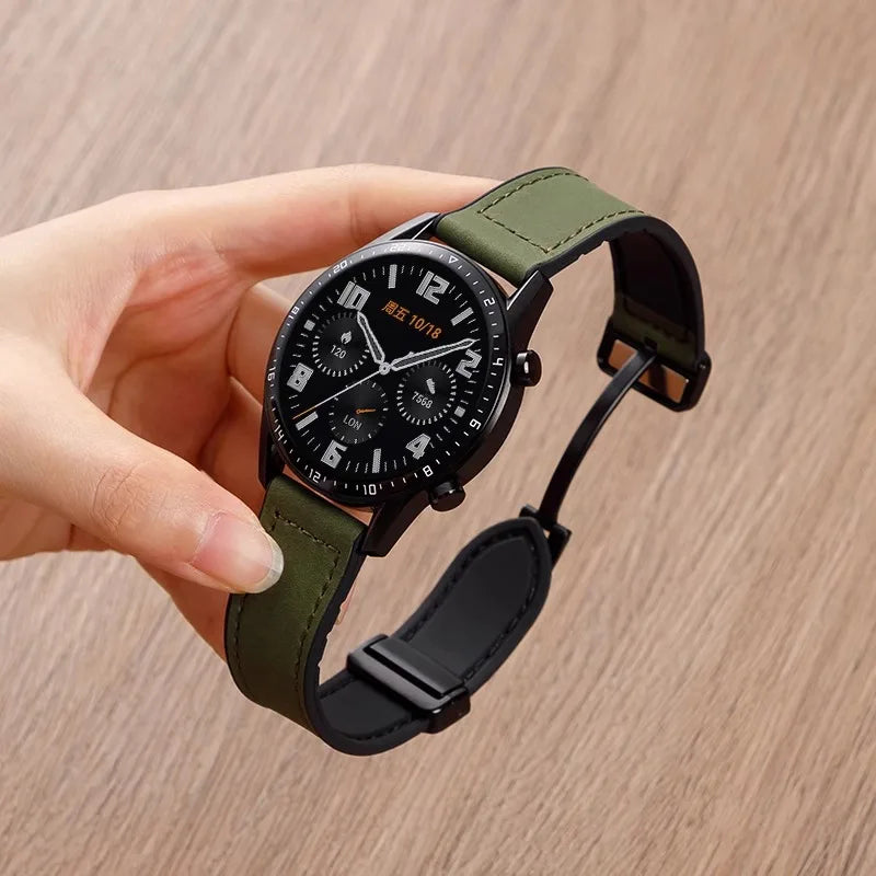 VELORA Hybrid Leather – Magnetic Silicone Samsung Watch Band