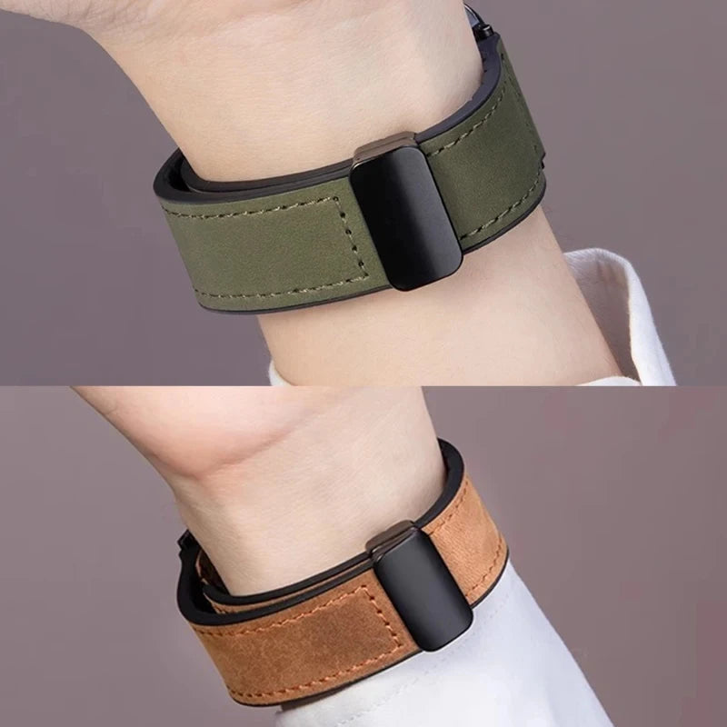 VELORA Hybrid Leather – Magnetic Silicone Samsung Watch Band