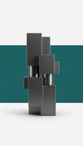 Sculptural brushed metal speaker